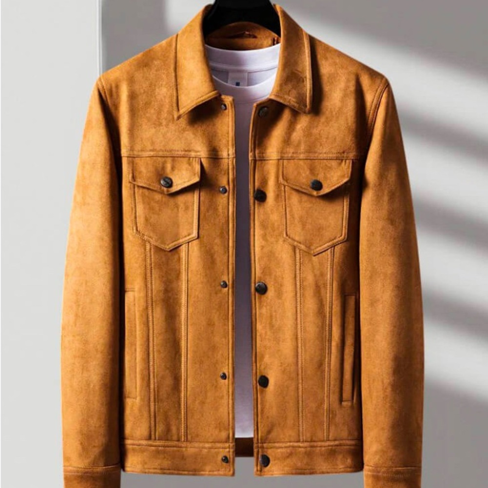 Cognac Brown Suede Retro Jacket